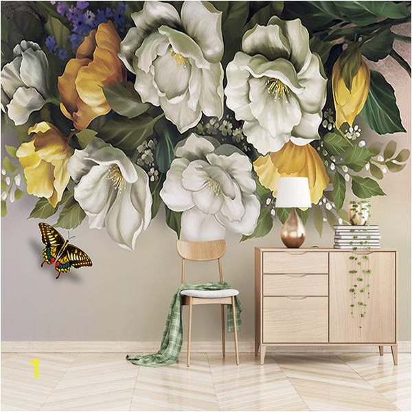 Vintage Floral Wall Mural Custom 3d Wallpaper Walls Vintage Rose Flower butterfly Mural Living Room Bedroom Tv Background Decorative Wallpaper Painting Free Wallpaper Hd