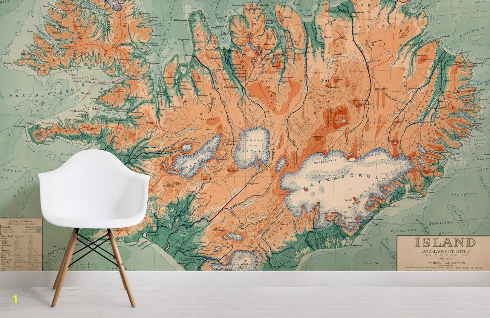 Vintage Map Wall Mural Iceland Vintage Map Mural Wallpaper