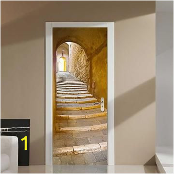 Wall and Door Murals 3d Stone Alleyway Steps Door Sticker In 2019