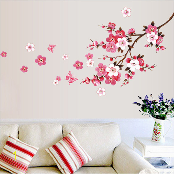 Wall Mural Cherry Blossom 120x50cm Cherry Blossom Flower Wall Stickers Waterproof Living Room Bedroom Wall Decals 739 Decors Murals Poster My Wall Stickers My Wall Tattoos From