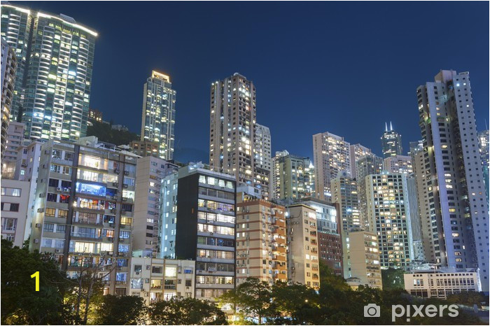 wall murals residential buildings in hong kong at night