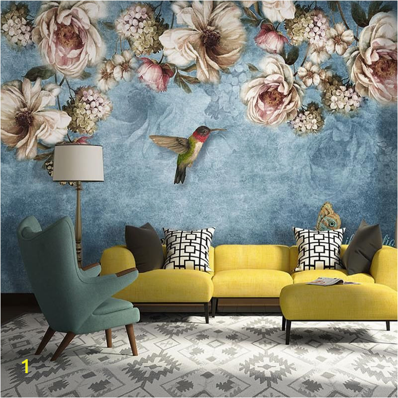 Wall Mural Ideas for Dining Room European Style Bold Blossoms Birds Wallpaper Mural