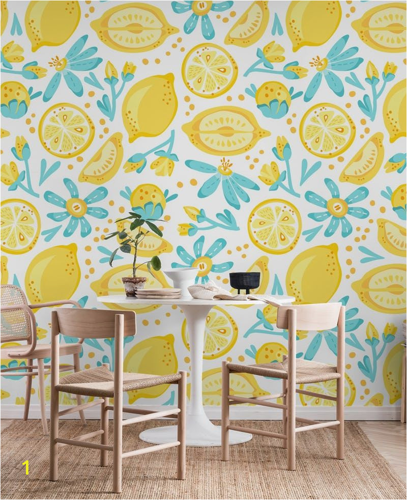 Wall Mural or Wallpaper Lemon Pattern White Wall Mural Wallpaper Patterns