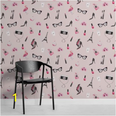 Pink Fashion Illustration Wallpaper Mural Square 400x400