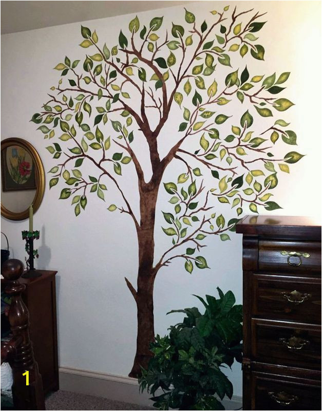 Wall Mural Stencils Tree Leafy Tree Stencil Walltowallstencils