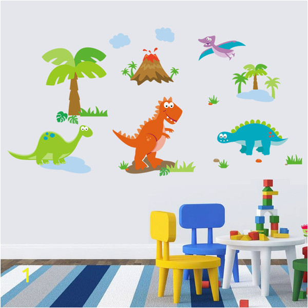 Wall Mural Stickers Canada Lovely Dinosaur Paradise Wall Art Decal Sticker Decor for Kid S Nursery Room Home Decorative Murals Posters Wallpaper Stickers Canada 2019 From