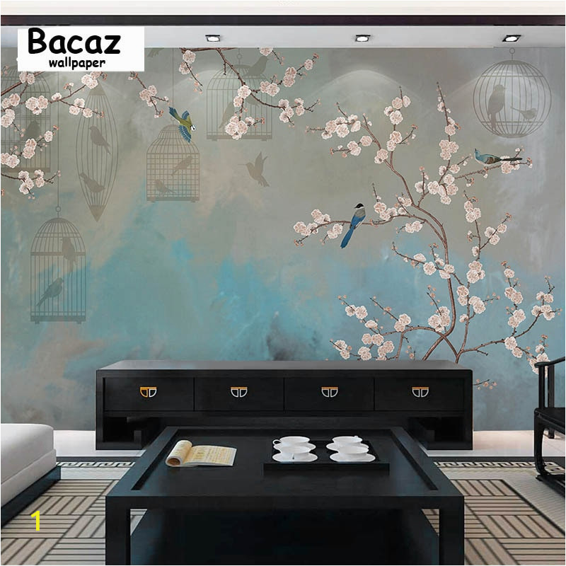 Bacaz Chinese Flower and Birds 3d Wallpaper Mural for Living Room Background Floor 3d Wall Mural