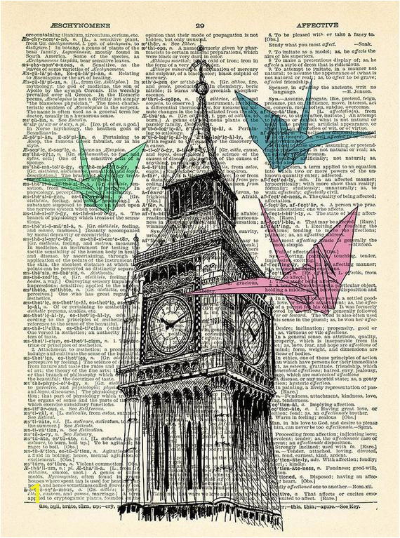Wall Murals for College Dorms Big Ben origami London Art Print Cool Vintage House Wall Decor Vintage Illustration College Dorm Room Decal Pretty Artwork Picture 017