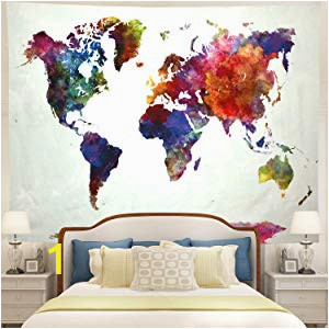 Wall Murals for Dorm Rooms Amazon Ameyahud World Map Tapestry Watercolor World