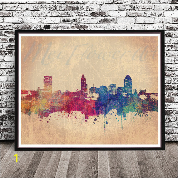 Wall Murals Raleigh Nc Vintage Raleigh Nc City Skyline Watercolor Style Print