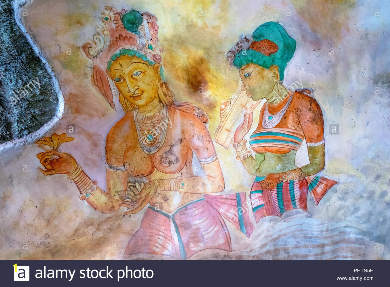 replica of the famous wall paintings at sigiriya sigiriya museum sigiriya sri lanka PHTN5E