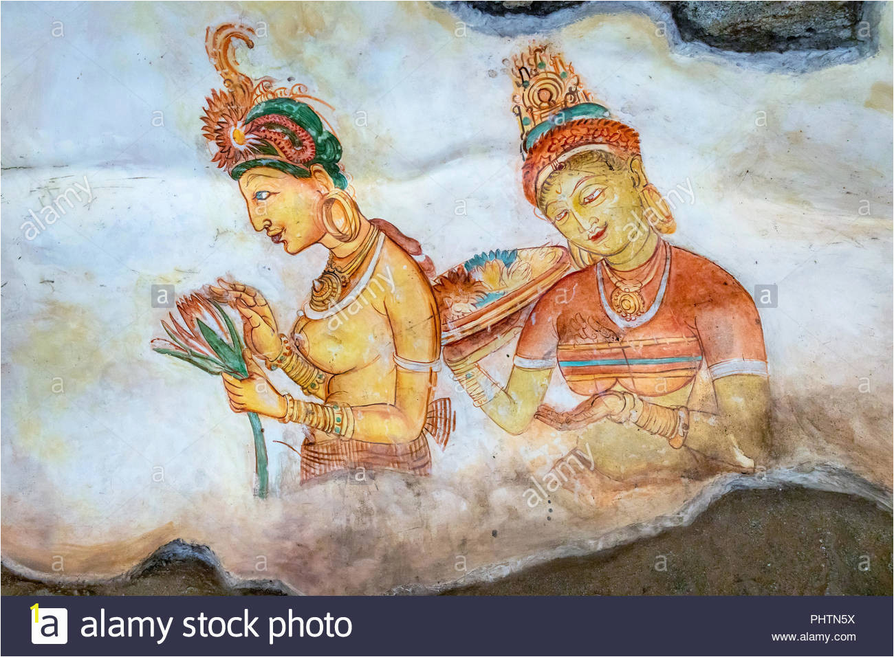 replica of the famous wall paintings at sigiriya sigiriya museum sigiriya sri lanka PHTN5X