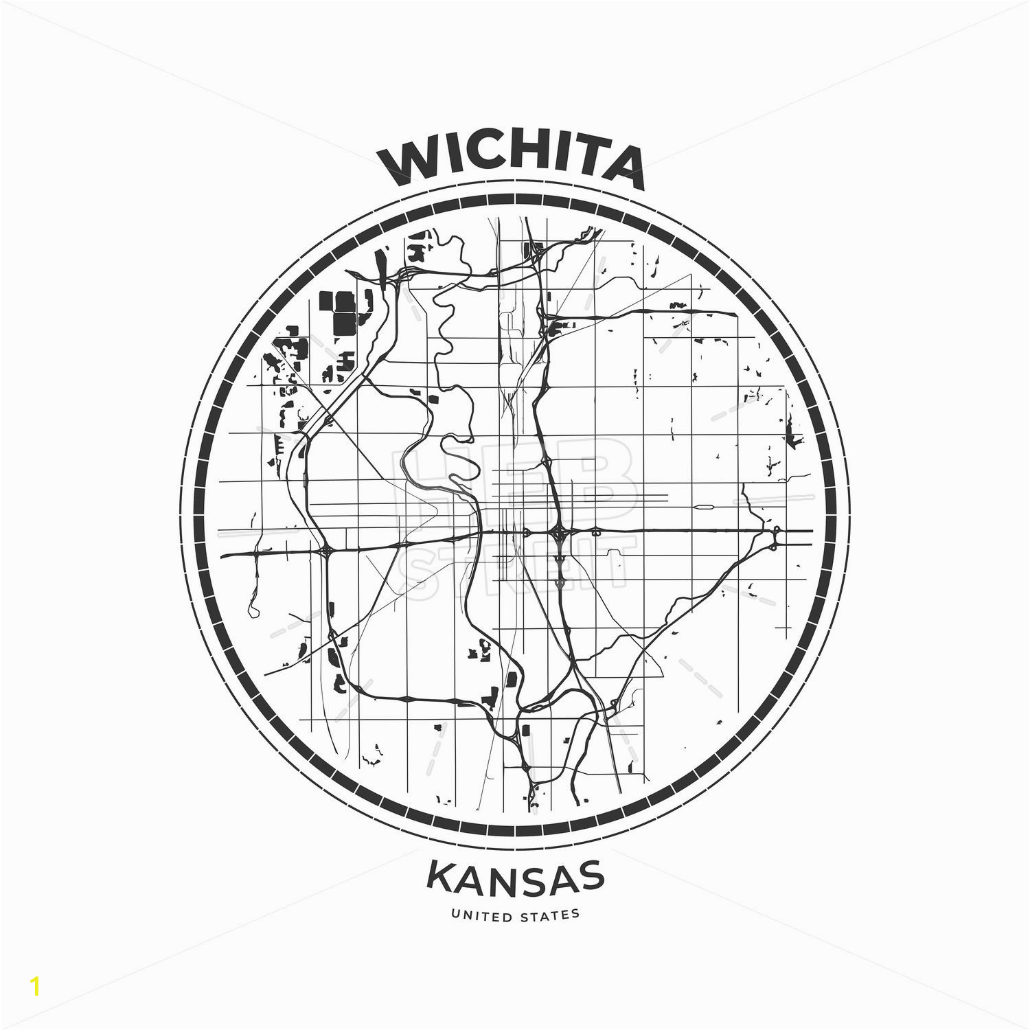 Wall Murals Wichita Ks T Shirt Map Badge Of Wichita Kansas