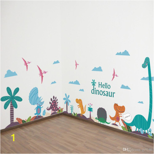Wall Murals with Words Hello Dinosaur Wall Art Decals Diy Nursery and Kids Room Wall Art Stickers Cartoon Animals Murals Home Decor Stickers for Your Wall Stickers