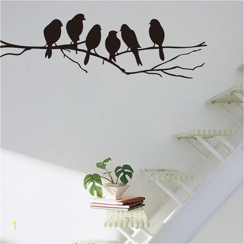 Wall Of Birds Mural Removable Black Birds Tree Branch Pvc Stickers Mural Art Decal Home Room Decoration Wall Stickers Stickers the Wall Stickers the Wall Decoration