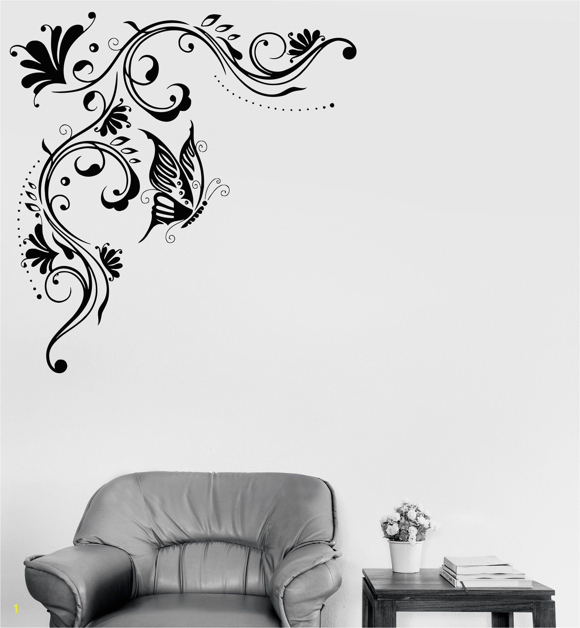 Wall Stickers and Murals Wall Vinyl Decal Floral Pattern Art Mural butterfly Flowers
