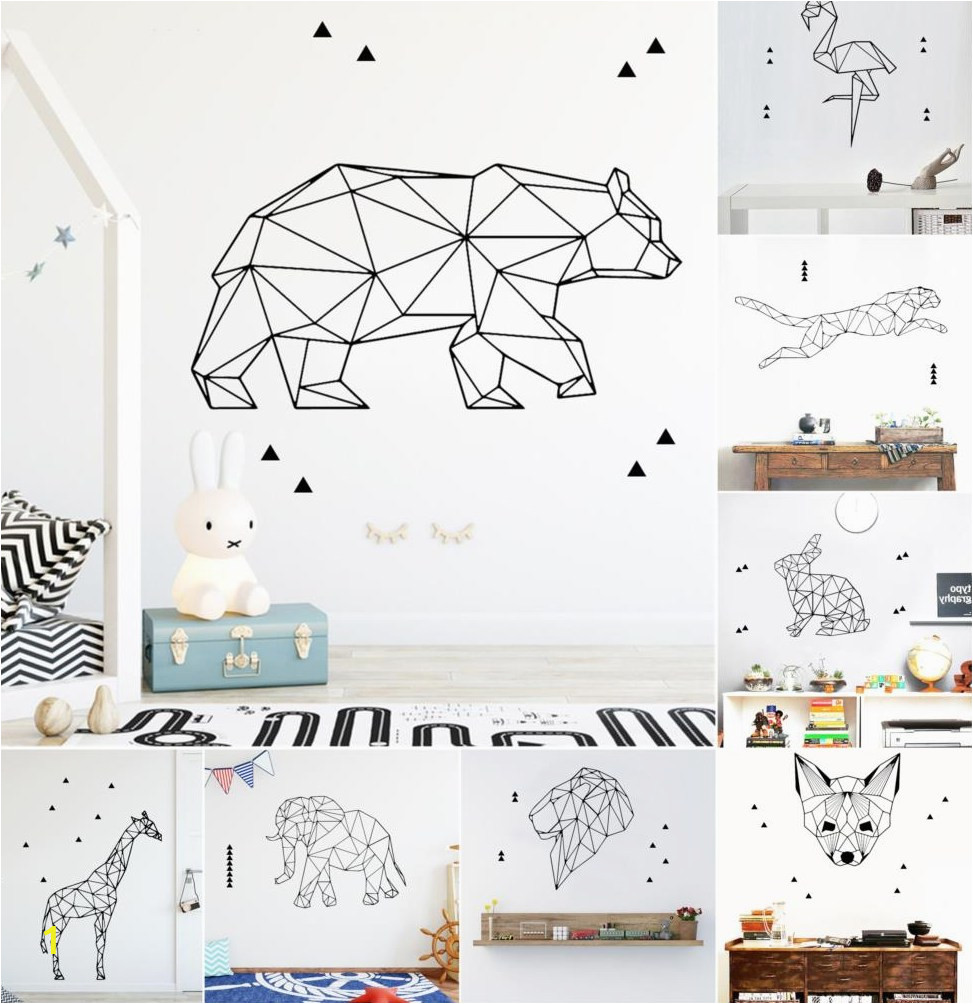 Art Geometry Animals font b Wall b font font b Stickers b font For Room Decoration