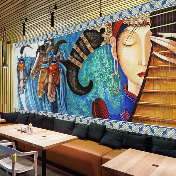 What Paint for Wall Mural Custom Mural Wallpaper Lute Horses Hand Painted Abstract Art Wall Painting Restaurant Cafe Living Room Hotel Fresco Wall Paper Canada 2019 From