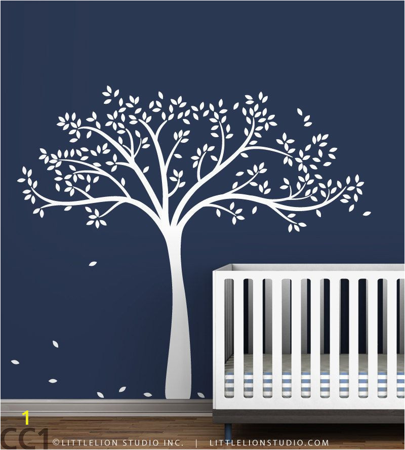 White Tree Wall Mural Tree Wall Decal Monochromatic Fall Tree Extended Gender