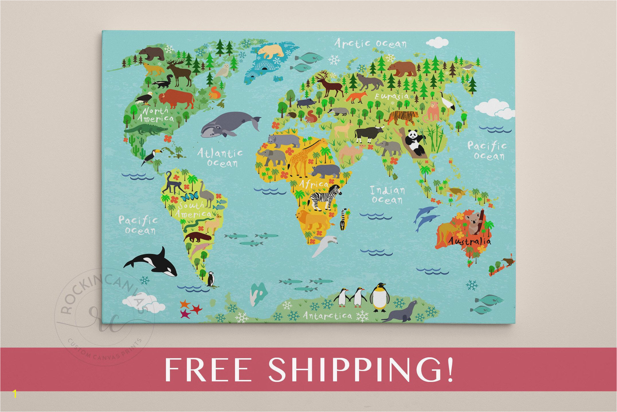 Whole Wide World Wall Mural Children S World Map Print World Map On Canvas Nursery