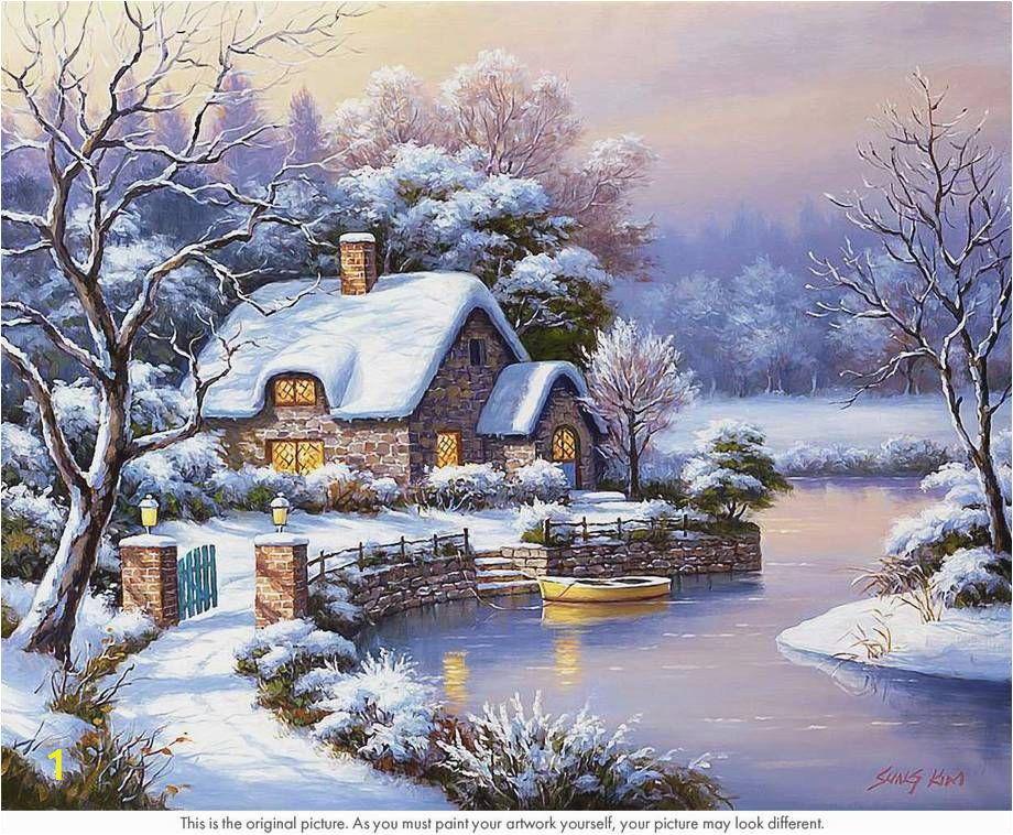 Winter Scene Wall Murals Winter Countryside — Snow Landscape Paint by Numbers