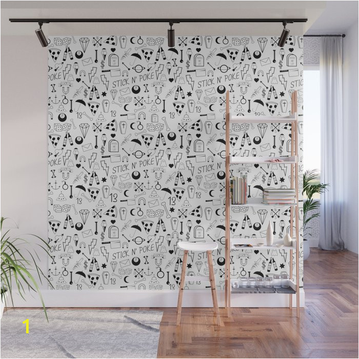Wood Wall Mural Decal Stick and Poke Tattoo Wall Mural by Mailboxdisco