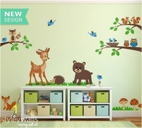 Woodland Animal Wall Mural forest Animals Wall Decal tops Woodland Critters Children