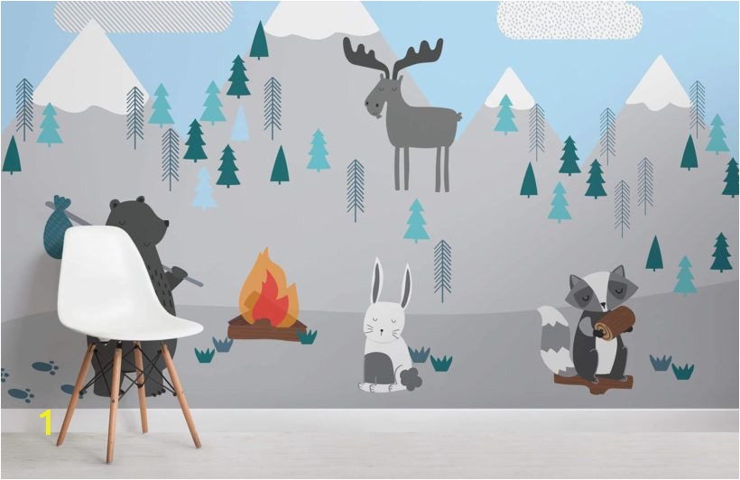 Woodland Animal Wall Mural Kids Mountain Scene Wall Mural In 2019 Ryan Stuff