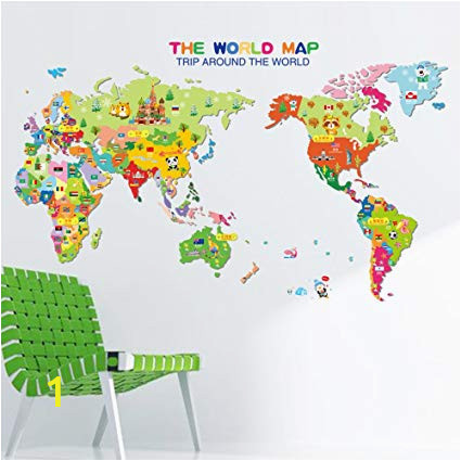 World Map Wall Mural for Nursery Amazon Moonlight Studio Ml Cartoon Map World Wall