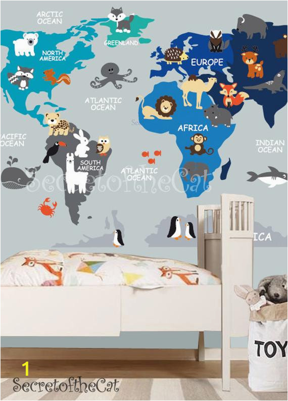 World Map Wall Mural for Nursery World Map Nursery Wall Decal Nursery Decor Wall Decal Nursery Map Decal Child Wall Decal Map Wall Decal World Decal World Map