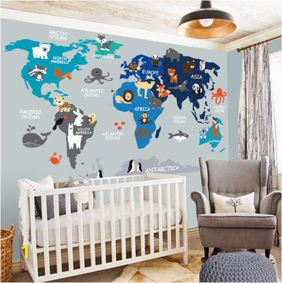 World Map Wall Mural for Nursery World Map Nursery Wall Decal Nursery Decor Wall Decal Nursery Map Decal Child Wall Decal Map Wall Decal World Decal World Map
