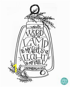 Your Word is A Lamp Unto My Feet Coloring Page Bible Verse Calligraphy