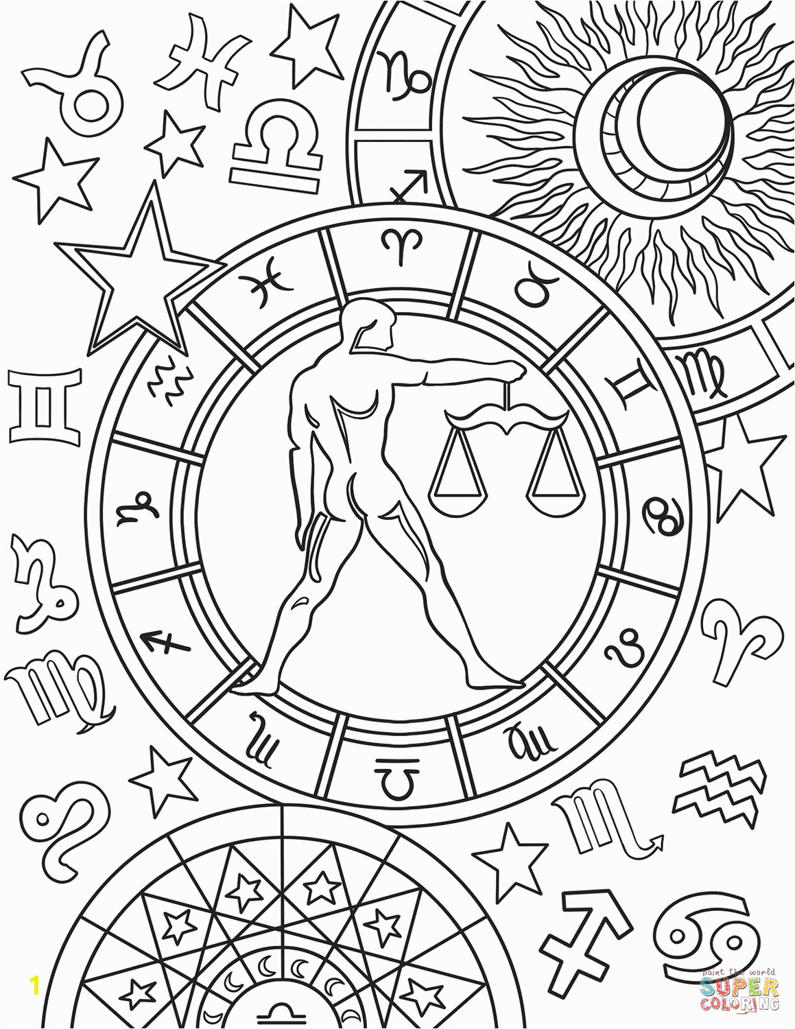 Zodiac Signs Coloring Pages Coloring Page for Kids astrology Coloring Book Page for
