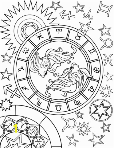 12 pisces zodiac sign coloring page