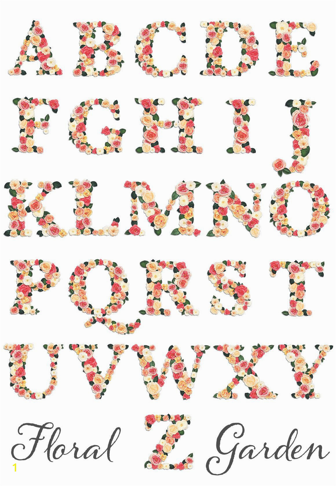 Alphabet Coloring Pages A-z Printable Floral Garden Alphabet Letter Graphics