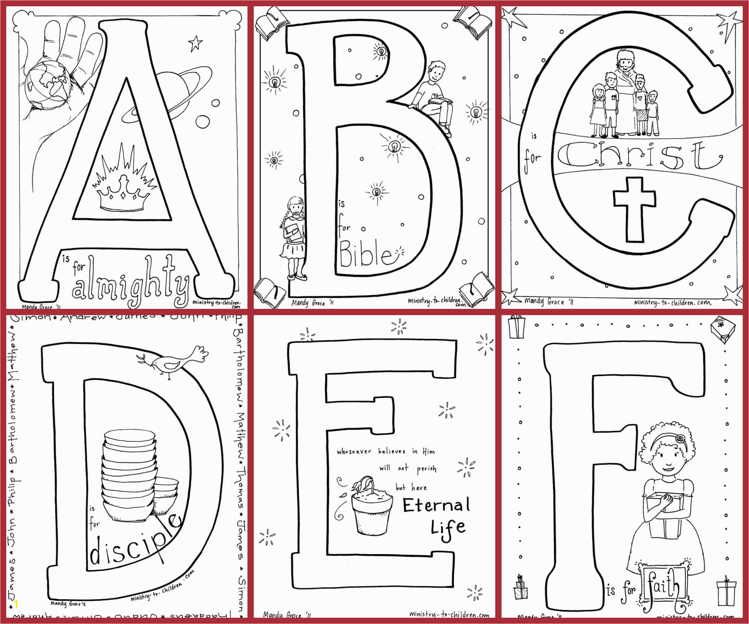 bible alphabet coloring pages