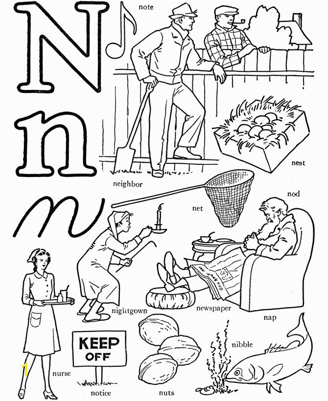 Alphabet Coloring Pages Letter N Alphabet Words Coloring Activity Sheet