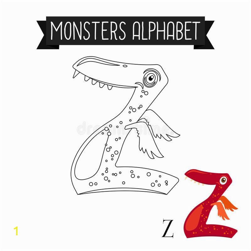 Alphabet Coloring Pages Letter Z Coloring Page Monsters Alphabet Letter Z Stock Illustration