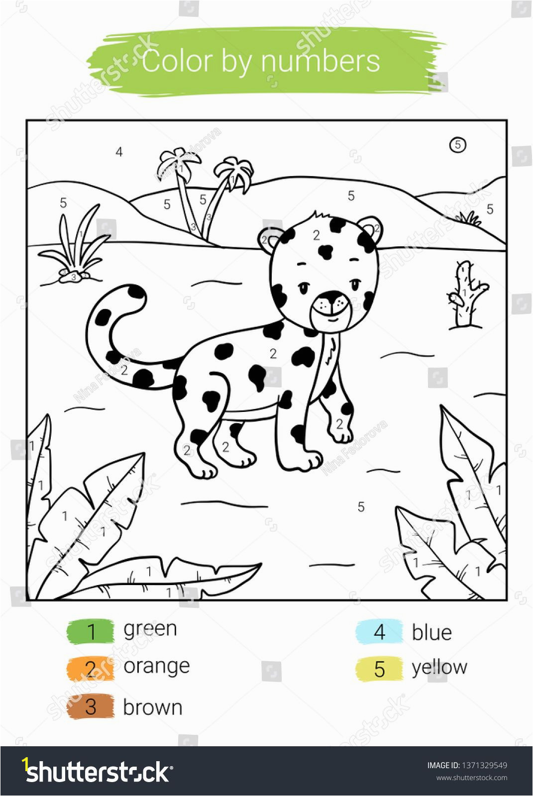 Color by Number Coloring Book Game Color by Number Leopard Educational Children Game Coloring