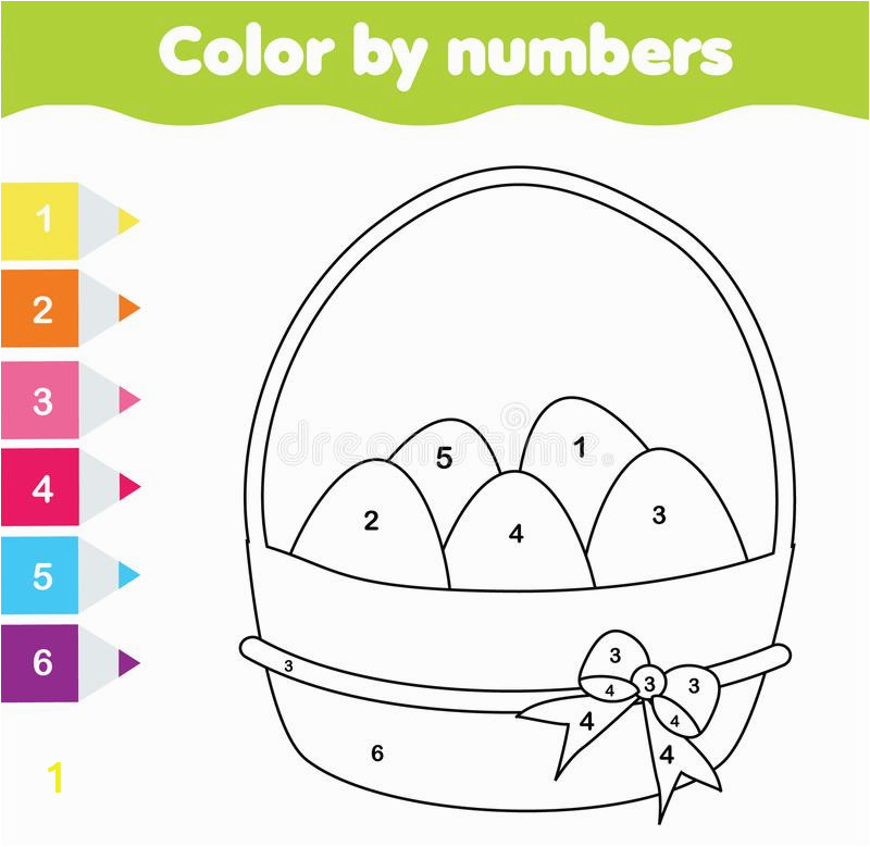 easter drawing game color numbers printable worksheet coloring page easter eggs educational game toddlers kids