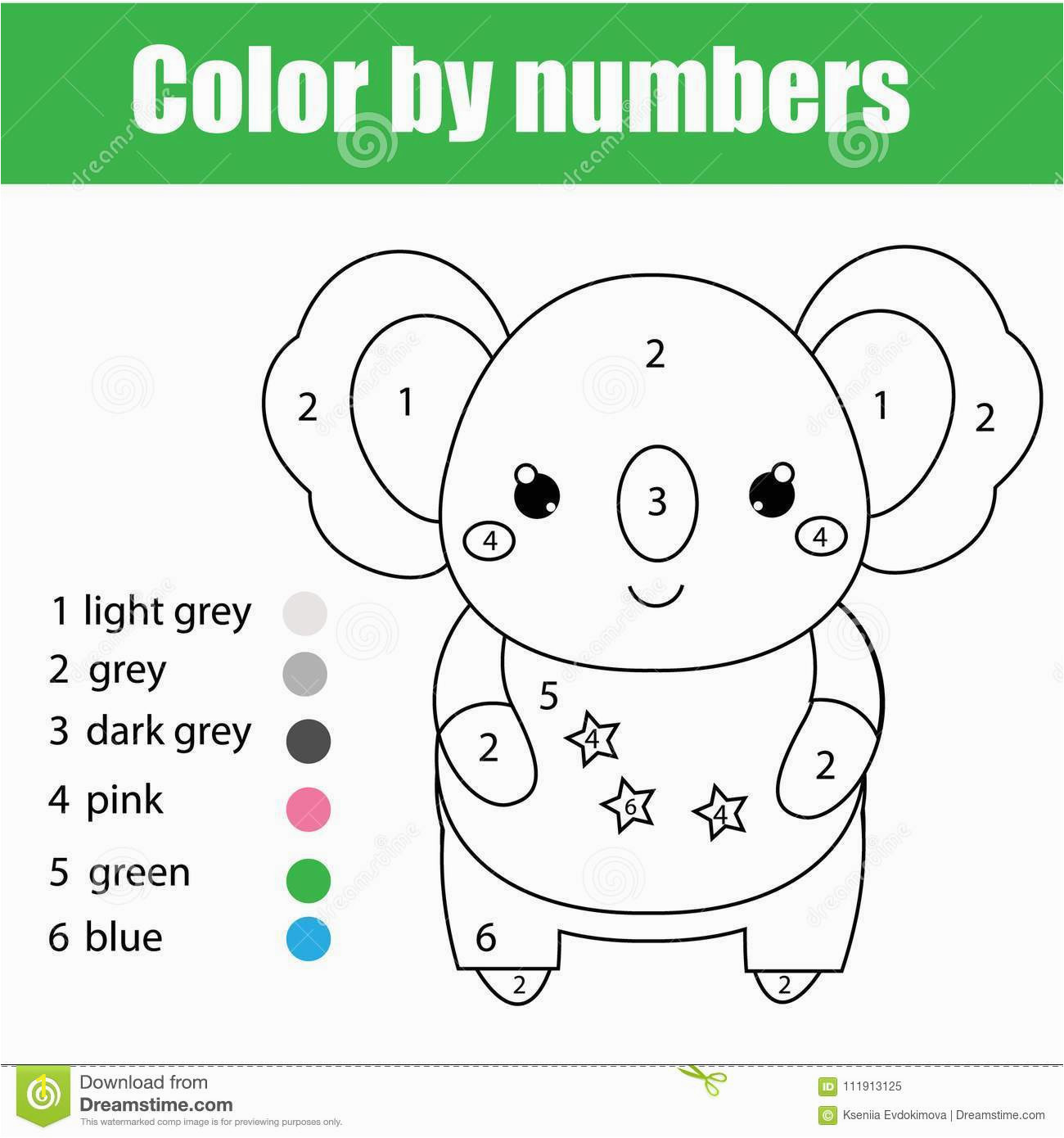 Color by Number Multiplication Coloring Pages Children Educational Game Coloring Page with Cute Koala