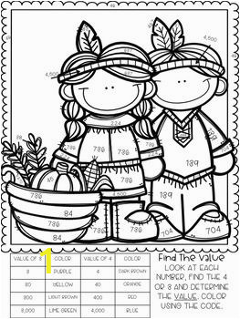 Color by Number Turkey Coloring Pages Place Value Thanksgiving Color by Number Sheets 3nbt 2 1