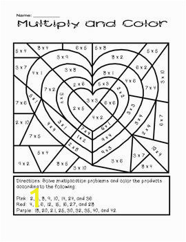 Color by Number Valentines Day Coloring Pages Valentine S Day Multiply and Color Activity with Images