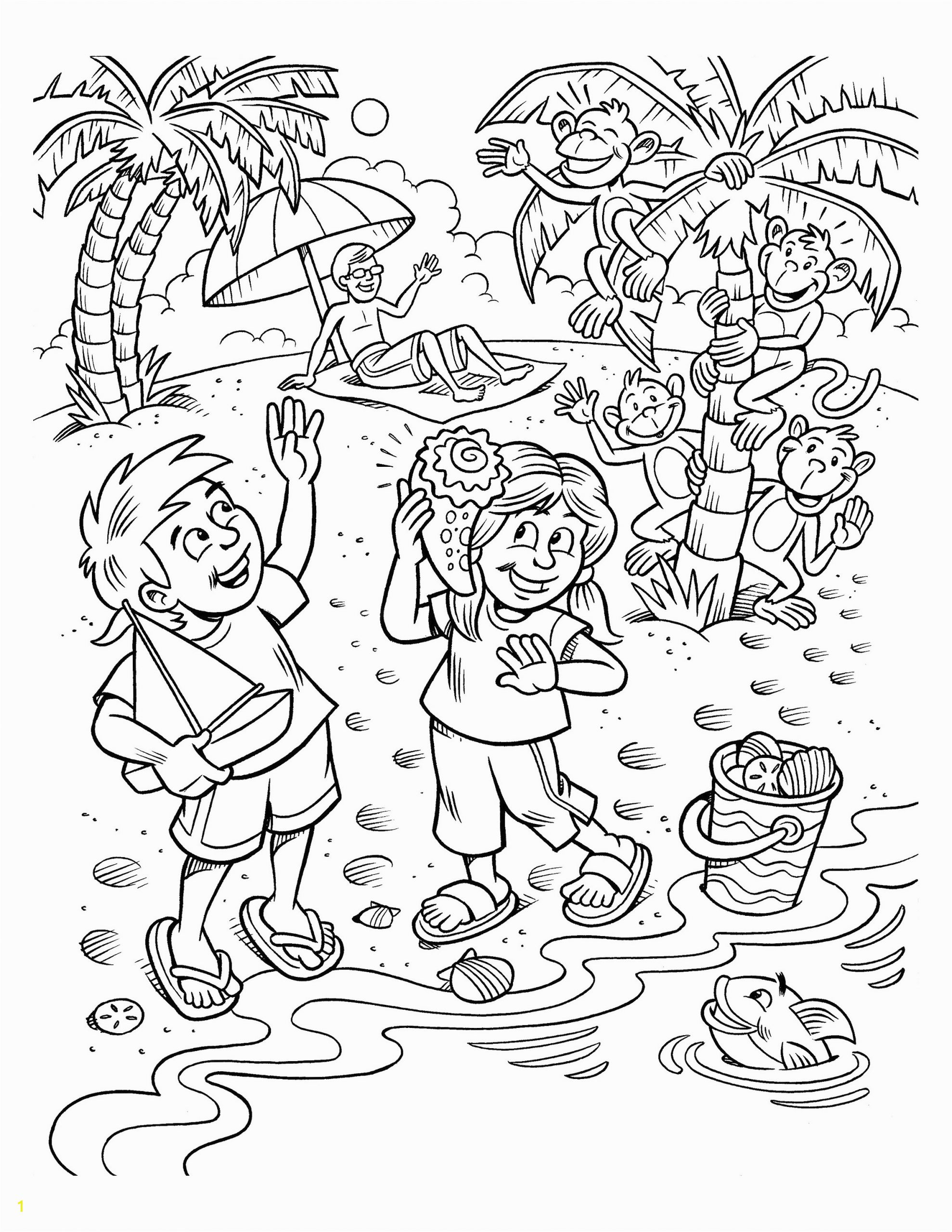 coloring page beach