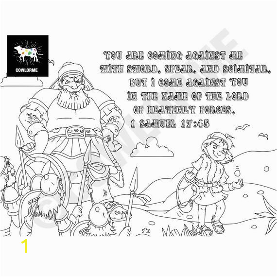 Coloring Pages David and Goliath Printable Kids Sunday School David and Goliath Coloring Page Bible Coloring Kids 1 Samuel 17 45 Verse Coloring Page Printable Coloring Page Pdf