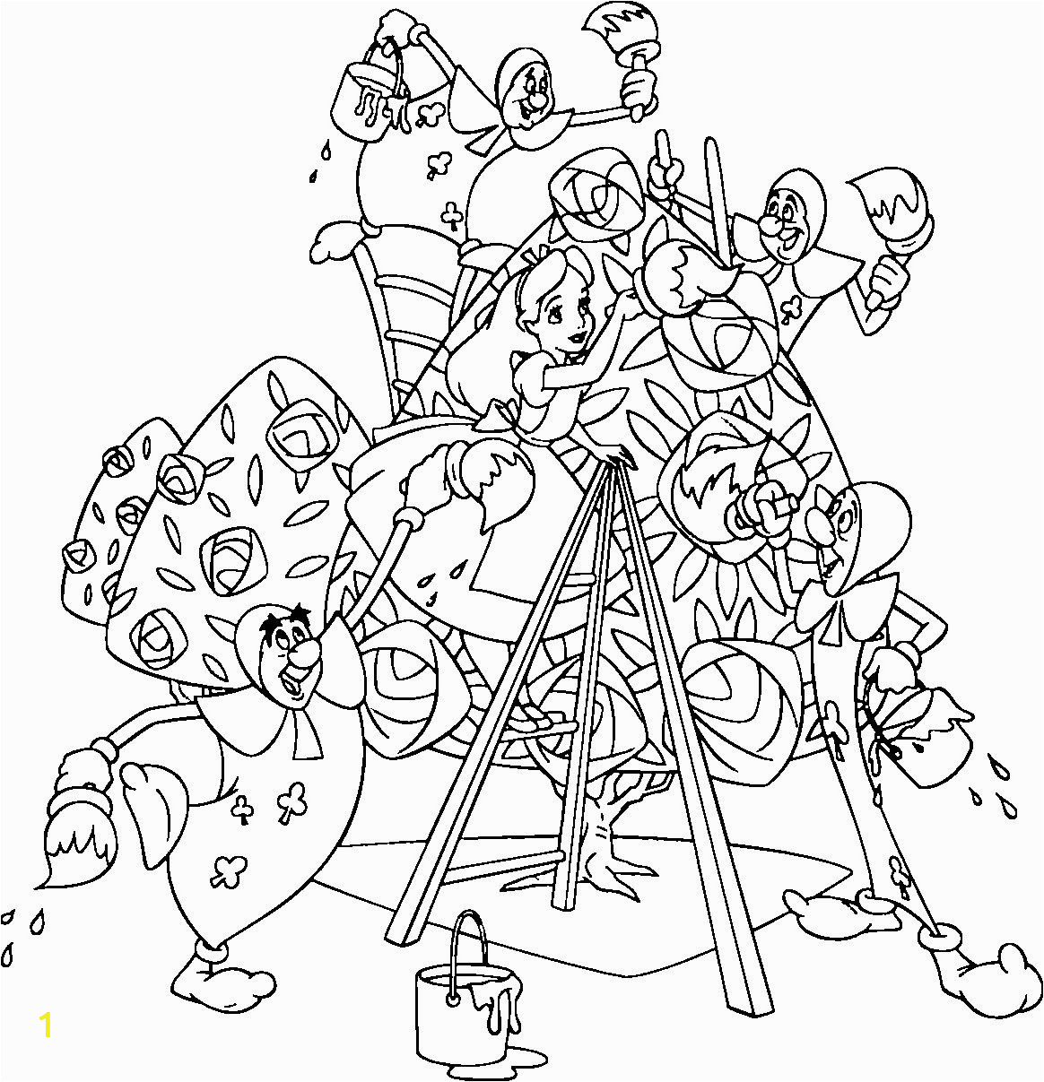 Coloring Pages Disney Alice In Wonderland Alice and Wonderland Club Cards Coloring Pages