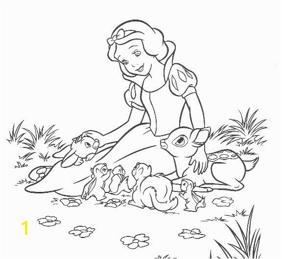 Coloring Pages Disney Snow White Snow and Animal Friends