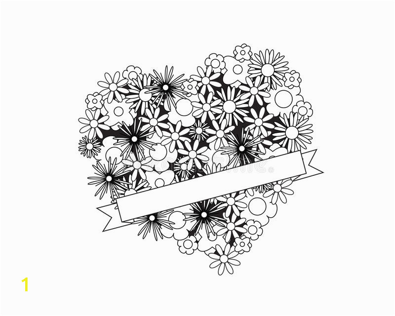 color me heart flowers ribbon coloring page adult od kids simple floral place your text
