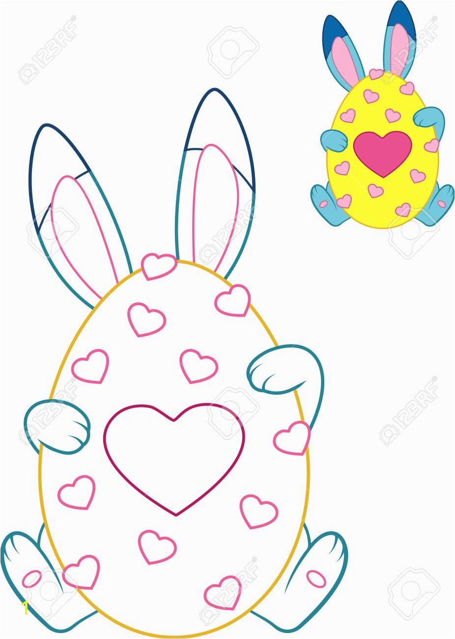 Coloring Pages for Easter Bunny Easter Bunny with Colored Outline for Coloring Page