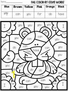 Coloring Pages for Grade 1 Color by Sight Words Fall themed